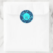 Levendige blauwe harten ronde sticker (Tas)