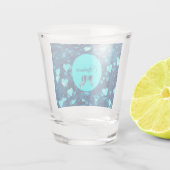Levendige blauwe harten shot glas (Achterkant)