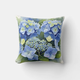 Levendige Blauwe Hortensia Aquarel Decoratie Kussen