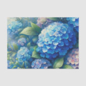 Levendige blauwe Hydrangea en bladeren Decoupage Tissuepapier (Voorkant)