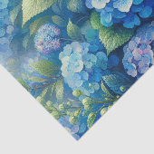 Levendige blauwe Hydrangea en bladeren Decoupage Tissuepapier (Detail)