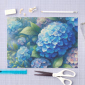 Levendige blauwe Hydrangea en bladeren Decoupage Tissuepapier (Craft)
