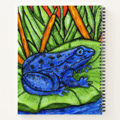 Levendige blauwe kikker op Lily Pad Water Grass Notitieboek (Achterkant)