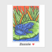Levendige Blauwe Kikker Zwarte Vlekken Lelie Pad G Sticker (Vel)