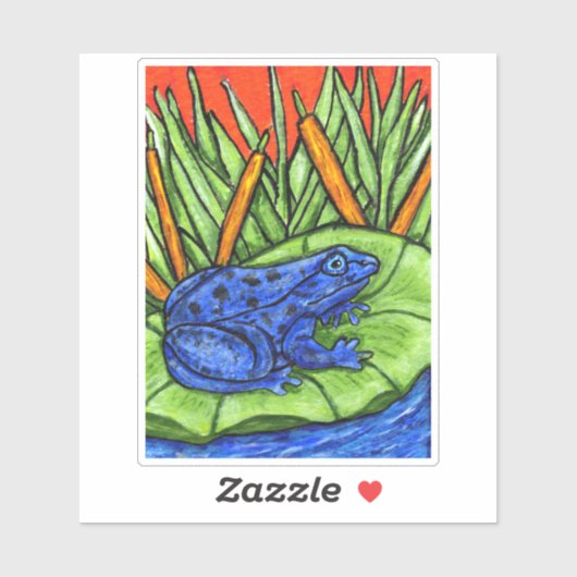 Levendige Blauwe Kikker Zwarte Vlekken Lelie Pad G Sticker (Vel)