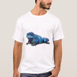 Levendige Blauwe Leguaan Hagedis Grafische T-Shirt