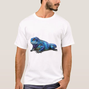 Levendige Blauwe Leguaan Hagedis Grafische T-Shirt