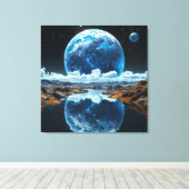 Levendige blauwe maan canvas afdruk (Insitu (Houten vloer))