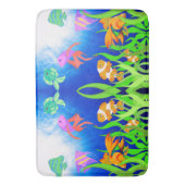 Levendige blauwe onderwater zeevissen badmat (Voorkant Verticaal)