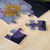 Levendige Blauwe, Paarse Fantasy Tuinbloemen Legpuzzel (Zijkant)