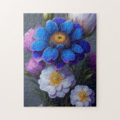 Levendige Blauwe, Paarse Fantasy Tuinbloemen Legpuzzel (Verticaal)