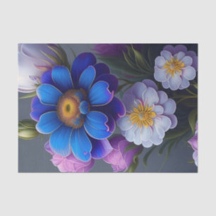 Levendige Blauwe, Paarse Fantasy Tuinbloemen Tissuepapier