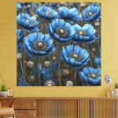 Levendige blauwe papavers bloeien canvas afdruk (Insitu (Woonkamer))