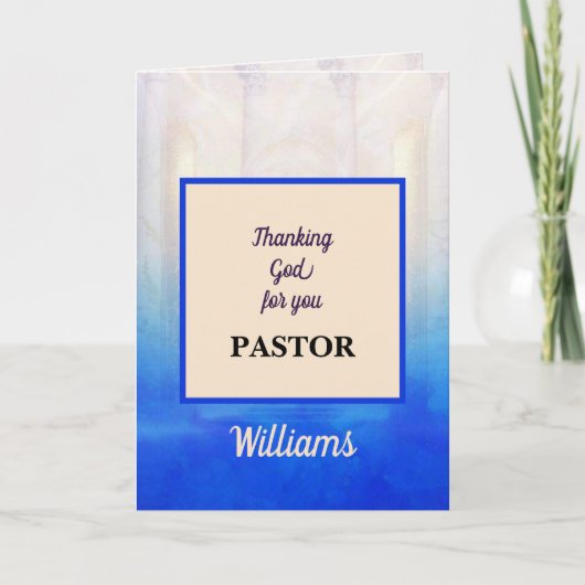 Levendige Blauwe Pastor Waarderingskaart Kaart (Voorkant)