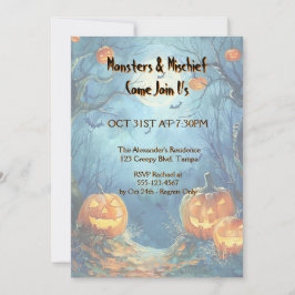 Levendige blauwe pompoen Halloween Kaart