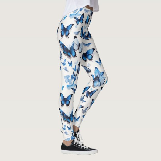 Levendige blauwe vlinders leggings (Rechts)