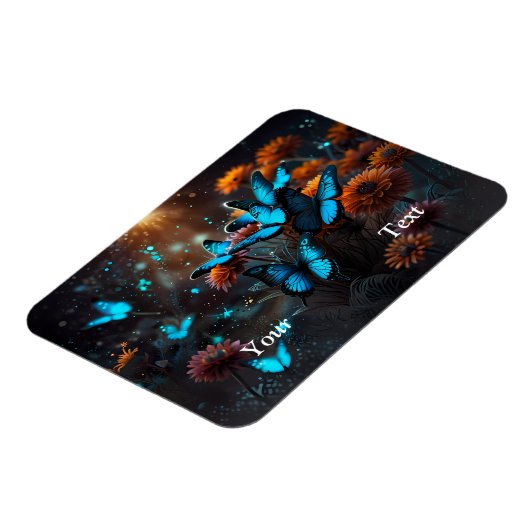 Levendige blauwe vlinders magneet (Linkerzijde)