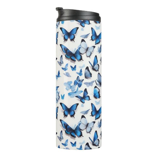 Levendige blauwe vlinders thermosbeker (Geroteerd rechts)