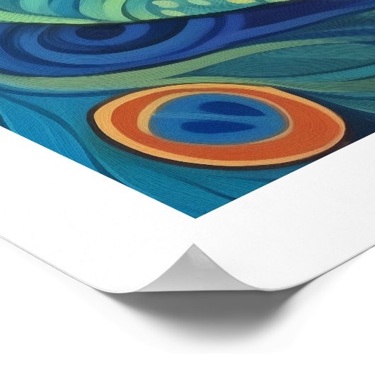 Levendige Blauwe waterkleur Peacock Poster (Hoek)