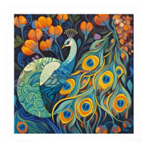 Levendige Blauwe waterkleur Peacock