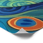 Levendige Blauwe waterkleur Peacock Poster (Hoek)