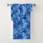 Levendige Blauwe Waterverf Bloemen Handdoek Set (Insitu)