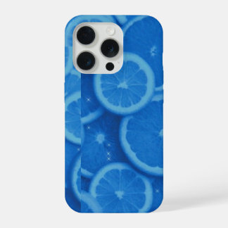 Levendige blauwe zomerfruit citroenschijf telefoon iPhone 15 pro case
