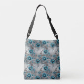 Levendige Blauwgroen Bloemen: Stijlvolle Bloemen C Crossbody Tas (Achterkant)