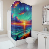 Levendige Blauwgroen getijden: zonsondergang boven Douchegordijn (In situ)