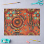 Levendige Blauwgroen "ingewikkelde echo's" Patroon Tissuepapier (Craft)