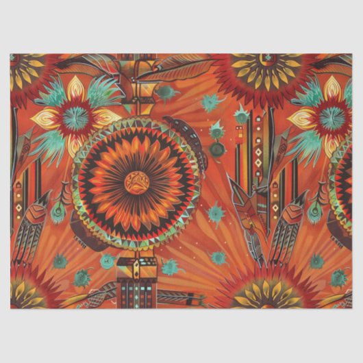 Levendige Blauwgroen "ingewikkelde echo's" Patroon Tissuepapier (Voorkant)