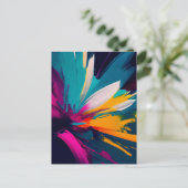 Levendige Bloei – Explosieve Abstracte Bloemenergi Briefkaart (Staand voorkant)
