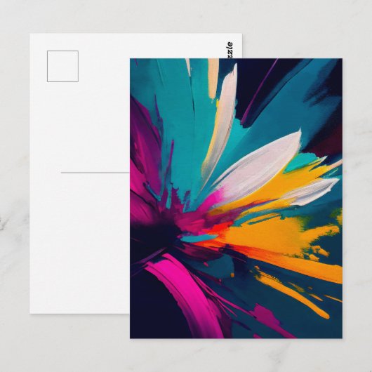 Levendige Bloei – Explosieve Abstracte Bloemenergi Briefkaart (Voorkant / Achterkant)