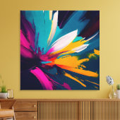 Levendige Bloei – Explosieve Abstracte Bloemenergi Canvas Afdruk (Insitu (Woonkamer))