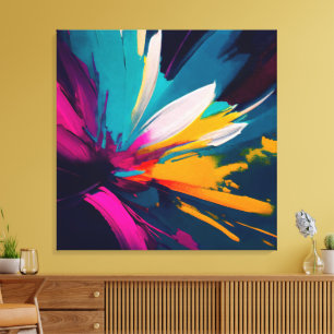 Levendige Bloei – Explosieve Abstracte Bloemenergi Canvas Afdruk