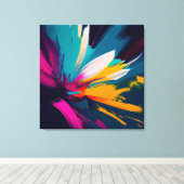 Levendige Bloei – Explosieve Abstracte Bloemenergi Canvas Afdruk (Insitu (Houten vloer))