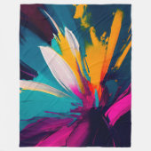 Levendige Bloei – Explosieve Abstracte Bloemenergi Fleece Deken (Voorkant)
