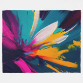 Levendige Bloei – Explosieve Abstracte Bloemenergi Fleece Deken (Voorkant (Horizontaal))