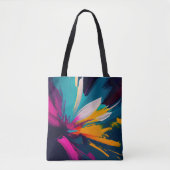 Levendige Bloei – Explosieve Abstracte Bloemenergi Tote Bag (Voorkant)