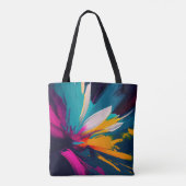 Levendige Bloei – Explosieve Abstracte Bloemenergi Tote Bag (Achterkant)