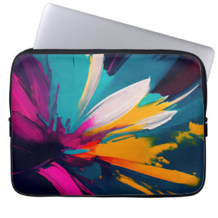 Levendige Bloei – Explosieve Abstracte Bloemige En Laptop Sleeve