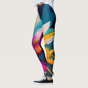 Levendige Bloei – Explosieve Abstracte Bloemige En Leggings