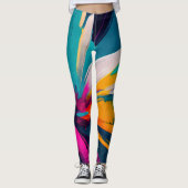 Levendige Bloei – Explosieve Abstracte Bloemige En Leggings (Voorkant)