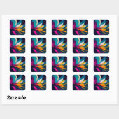 Levendige Bloei – Explosieve Abstracte Bloemige En Vierkante Sticker (Vel)