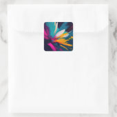 Levendige Bloei – Explosieve Abstracte Bloemige En Vierkante Sticker (Tas)