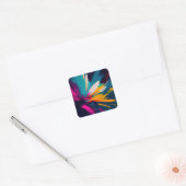 Levendige Bloei – Explosieve Abstracte Bloemige En Vierkante Sticker (Envelop)