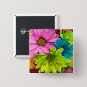 Levendige bloei - kleurrijke bloemkunst vierkante button 5,1 cm (Voorkant /achterkant)