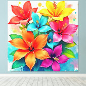 Levendige Bloei: Tropisch Bloemengeweld Design Canvas Afdruk (Insitu (Houten vloer))