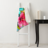 Levendige Bloei: Tropisch Bloemengeweld Design Sherpa Deken (In situ)