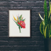 Levendige bloei van rode anthurium vogels van het poster